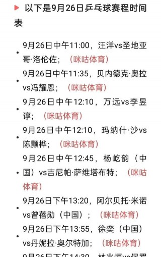今天乒乓直播时间表(今天乒乓直播时间表中央五套节目)